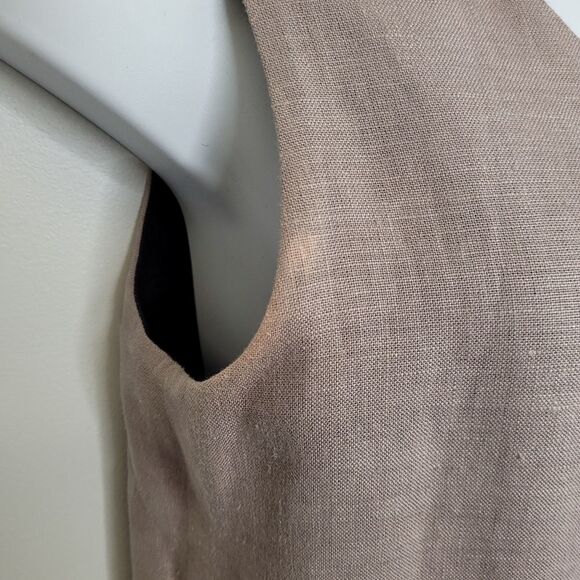 LINEN reversible dress black and gray sleeveless ankle lagenlook maxi S - Picture 4 of 9